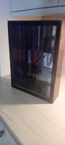 Glass fronted wooden mirror - glass,