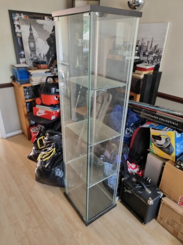 64x17x14 glass display cabinet - glass,